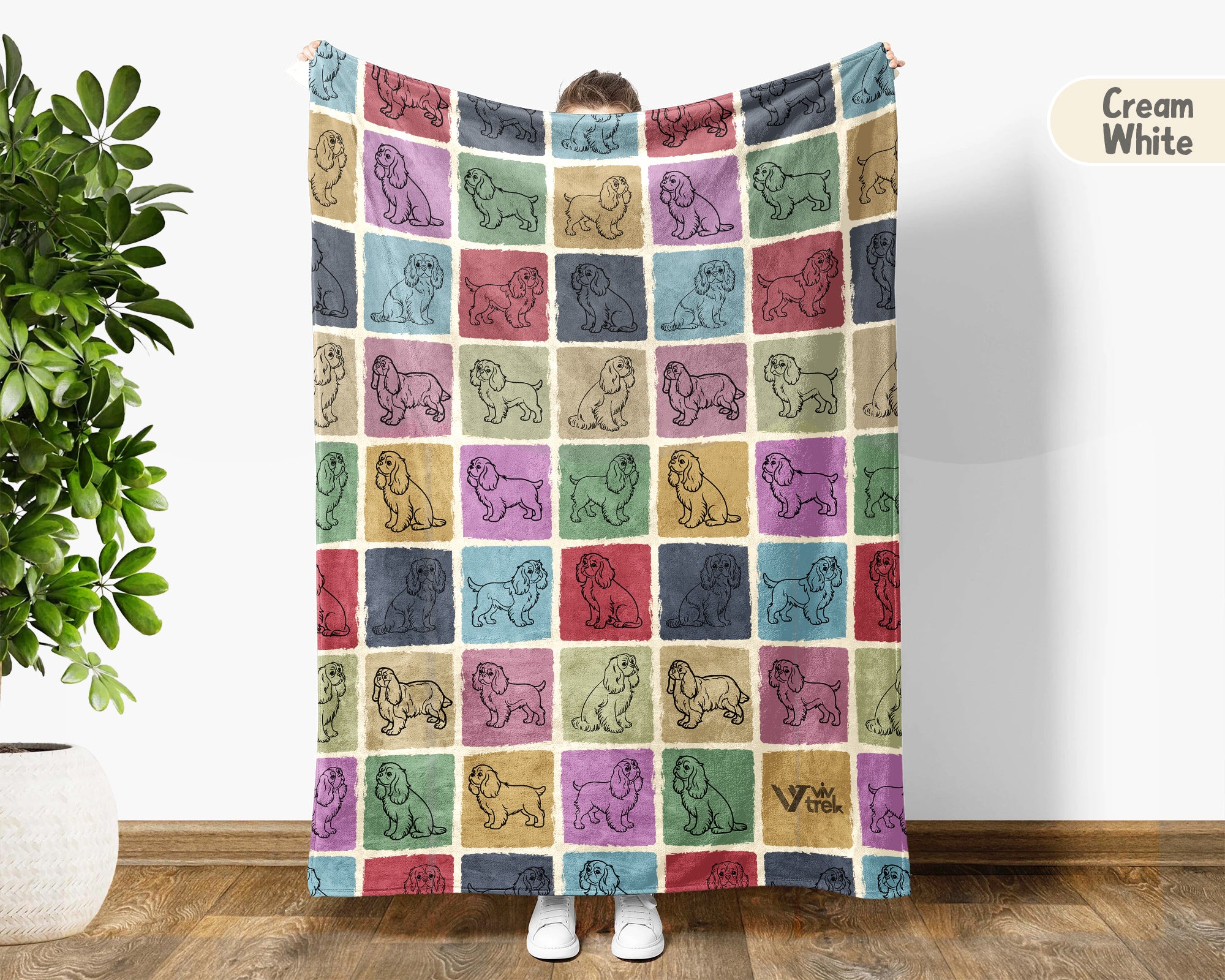 Cavalier King Charles Spaniel Blanket, Soft Cozy Dog Throw Blanket for Teens and Adults, Cute Cavalier Dog Lover Gift, Warm Plush Pet-Themed Home Decor for Sofa Couch Bed