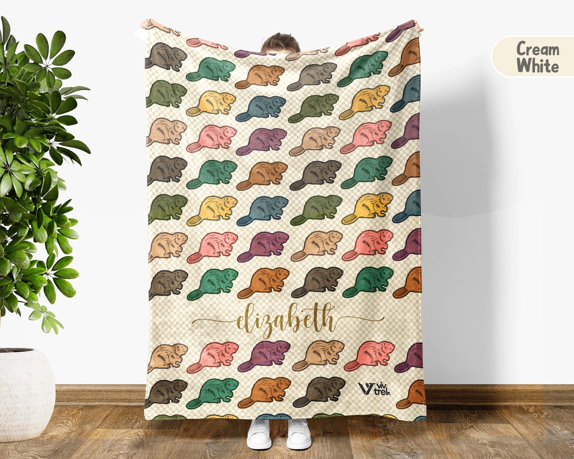 Personalized Beaver Throw – Cozy Custom Name Animal Blanket
