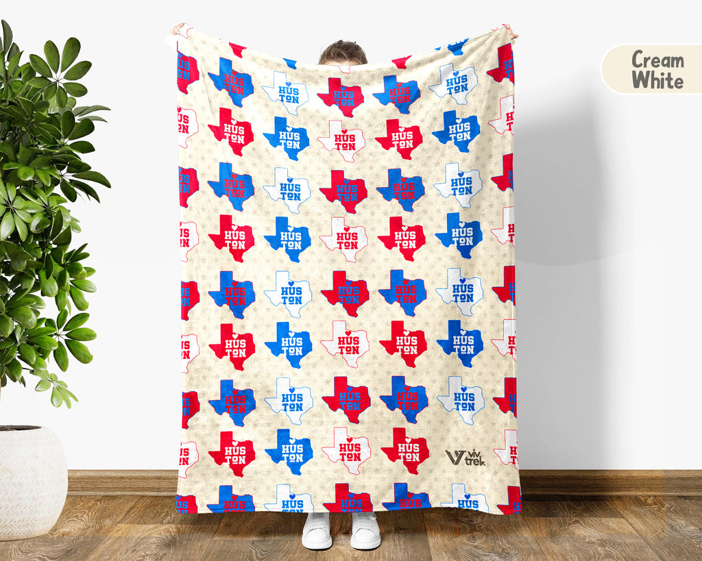 Houston Retro City Map Blanket Throw, Cozy Skyline Decor, Texas Pride Gift, Urban Style Sofa Throw Blanket for Home