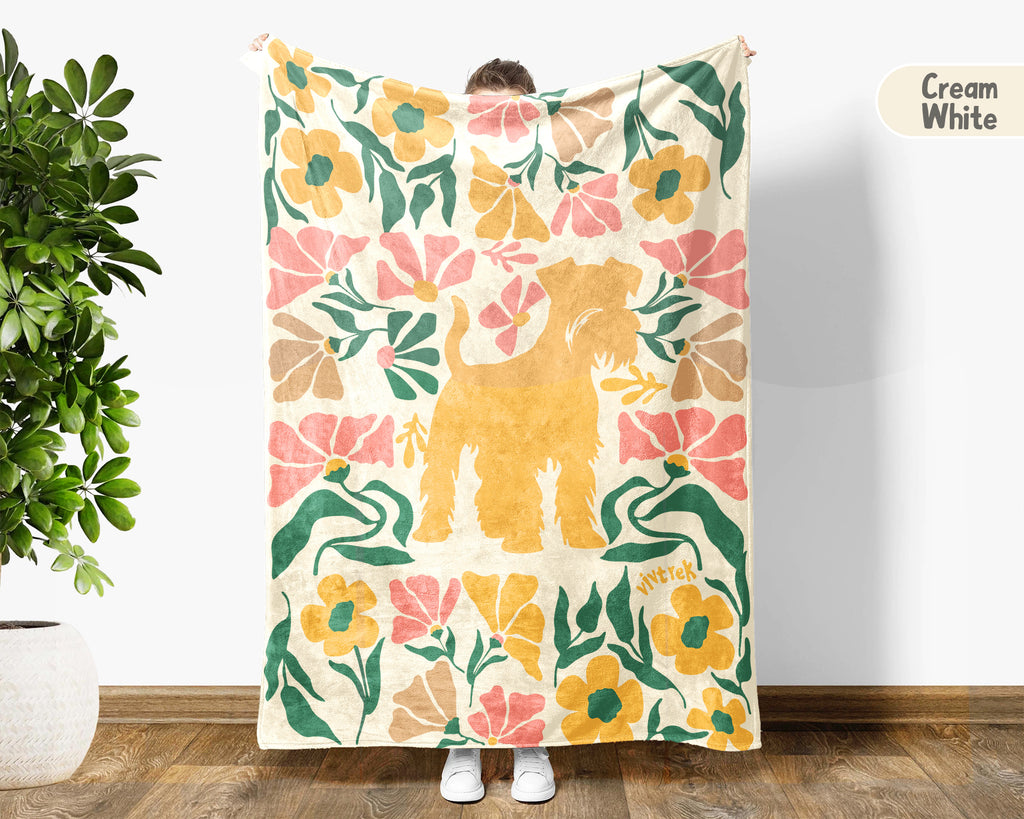 Miniature Schnauzer Blanket – Cozy Floral Dog Lover Throw