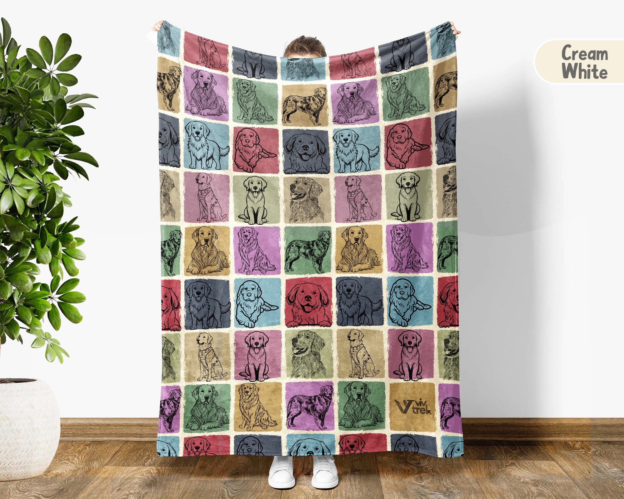 Golden Retriever Blanket – Cozy Vintage Dog Lover Throw