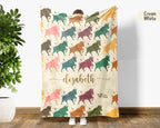 Custom Name Retro Bull Blanket, Personalized Rustic Ranch Throw for Cow Farm Wildlife Lover Home Decor and Gifts