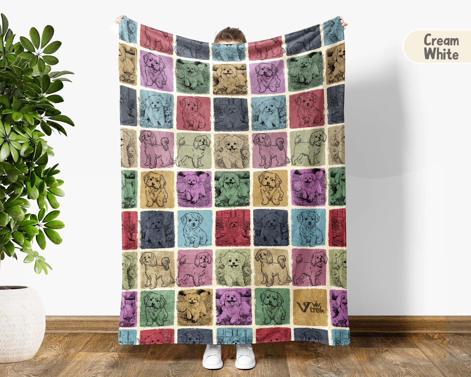 Vintage Maltese Dog Blanket for Puppy Lovers, Cozy Pet Throw Gift with Cute Canine Home Decor Style