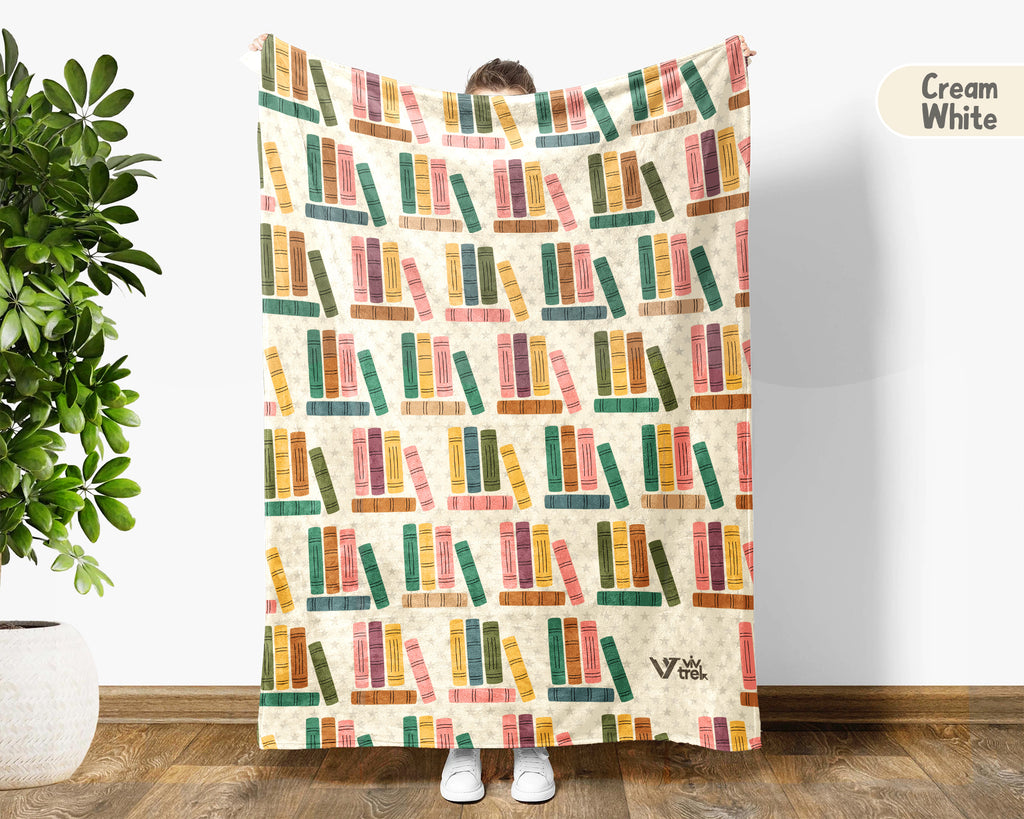 Retro Reading Lover Blanket Cozy Book Throw for Readers Soft Fleece Library Inspired Decor Unique Bookworm Gift