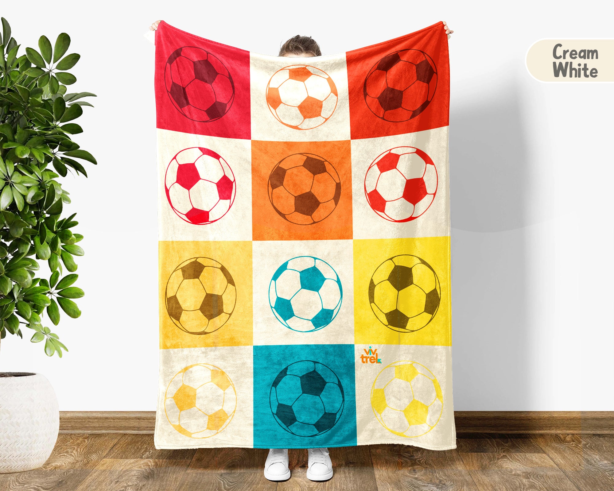 Retro Soccer Lover Blanket Gift, Cozy Soccer Throw for Players, Unique Football Fan Decor, Cool Sports Graphic Blanket, Soccer Room Accent