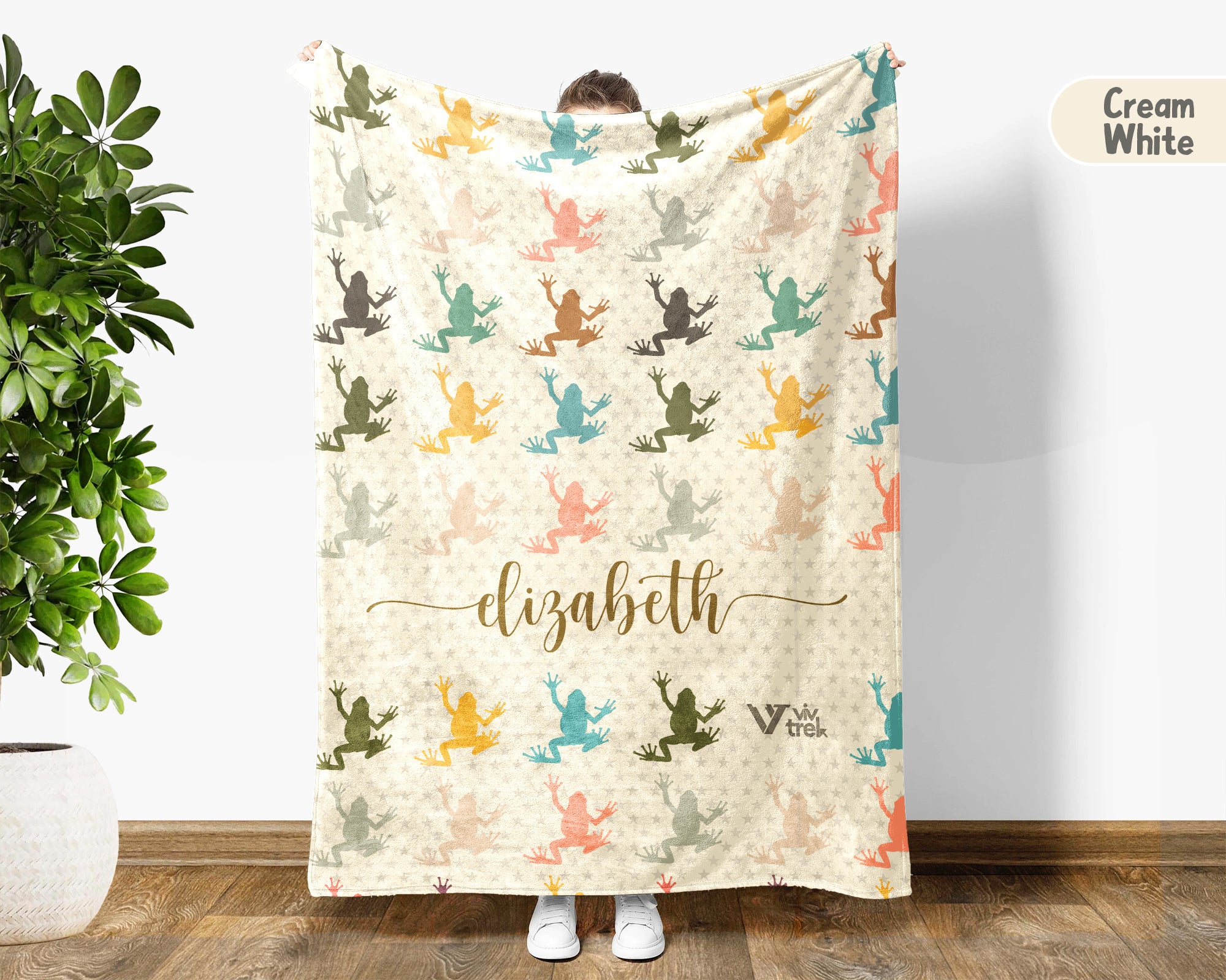 Custom Retro Frog Blanket, Personalized Goblincore Throw for Cottagecore Nature Lover Bedroom Decor and Gifts