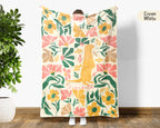 Personalized Floral Otter Blanket with Custom Name, Cozy Floral Throw for Kids Teens Adults, Cute Otter Lover Birthday Gift