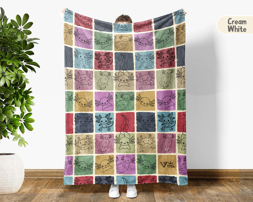Vintage Axolotl Lover Blanket – Cozy Cute Animal Throw Gift