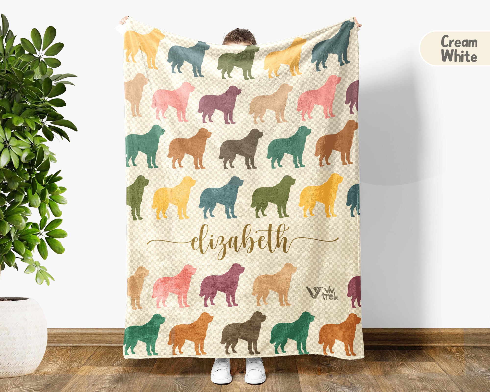 Personalized St Bernard Dog Blanket Custom Name Vintage Puppy Throw Cozy Pet Lover Gift Dog Breed Blanket for Home Decor and Gifts