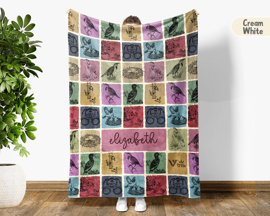 Personalized Birdwatcher Blanket Custom Name Bird Lover Throw