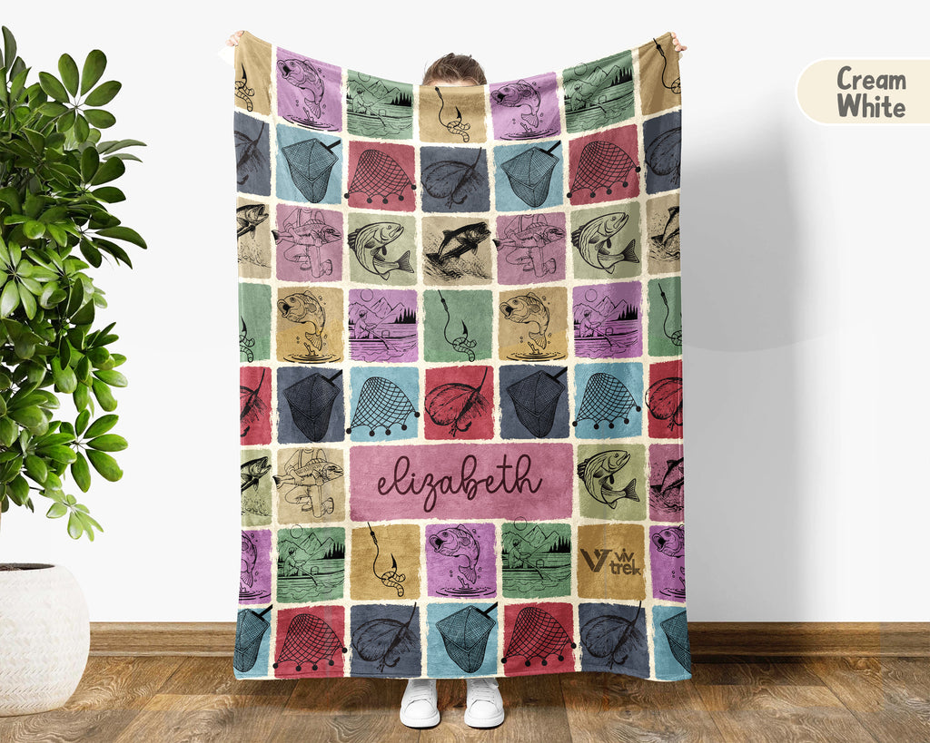 Personalized Fishing Blanket, Custom Angler Throw, Cozy Outdoor Gift Decor for Fishermen and Lake House Spaces