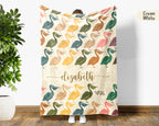 Custom Name Pelican Blanket, Cozy Retro Coastal Throw for Bird and Nature Lovers