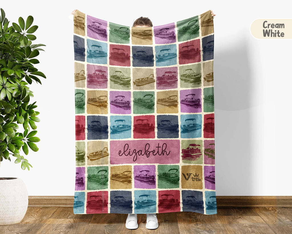 Personalized Pontoon Boat Blanket – Custom Name Nautical Lover Throw