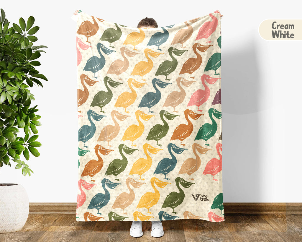 Cozy Pelican Throw Blanket – Vintage Coastal Wildlife Gift for Bird Lovers