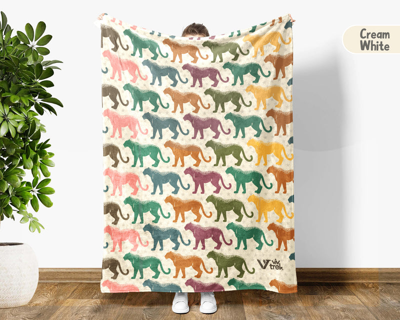 Retro Leopard Blanket, Vintage Big Cat Throw, Cozy Animal Print Blanket, Safari Style Home Decor Gift for Animal Lovers