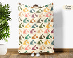 Retro Construction Equipment Blanket, Kids Truck Throw, Bulldozer Crane Loader Cozy Blanket, Vintage Machinery Gift for Boys Girls