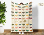 Personalized Dragonfly Throw Custom Name Insect Lover Blanket Retro Winged Bug Design Nature Gift for Her Cozy Home Accent Decor