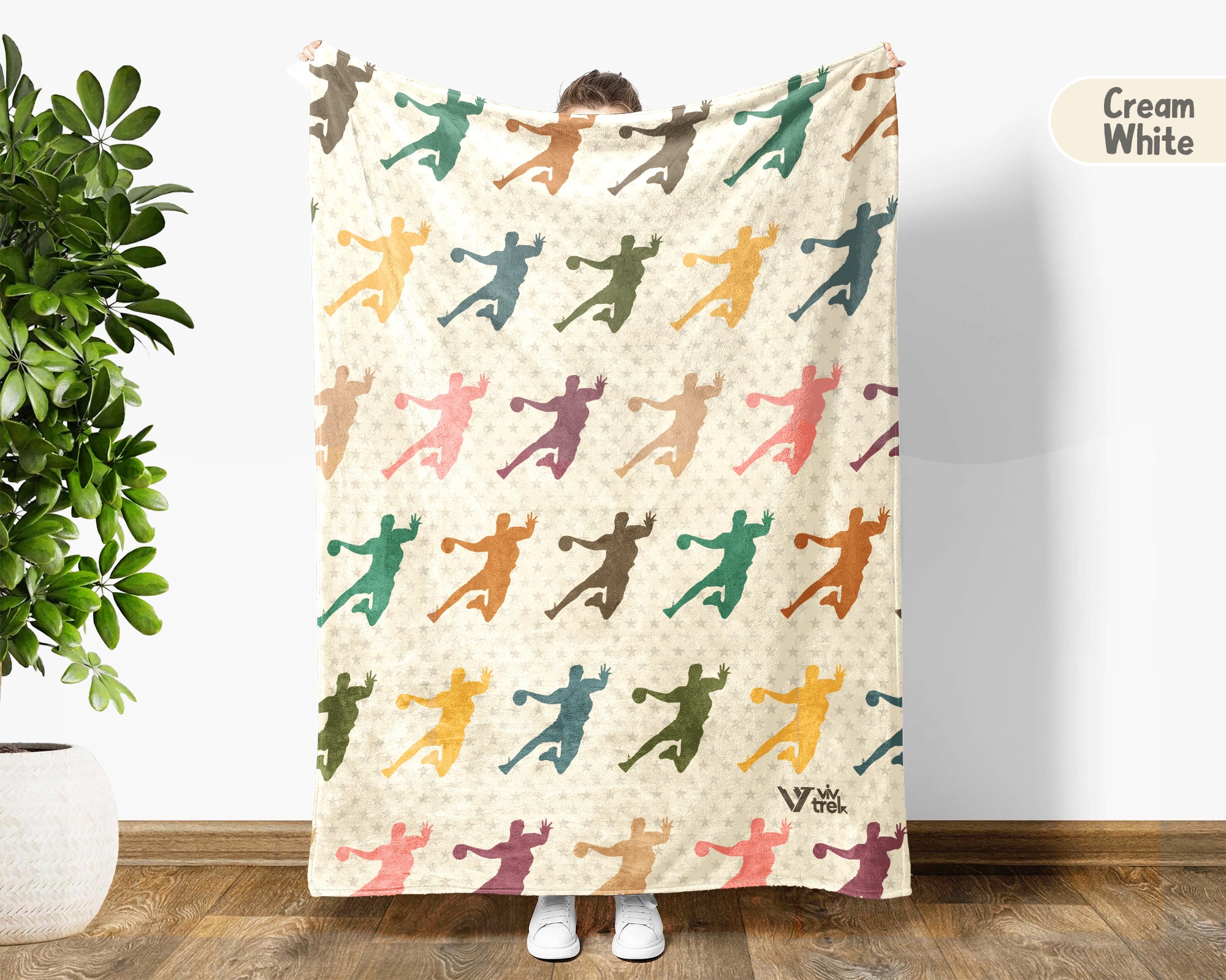 Retro Handball Blanket Cozy Sports Throw Handball Lover Fleece Blanket Sporty Gift Home Decor Idea for Game Day Couch Bedroom
