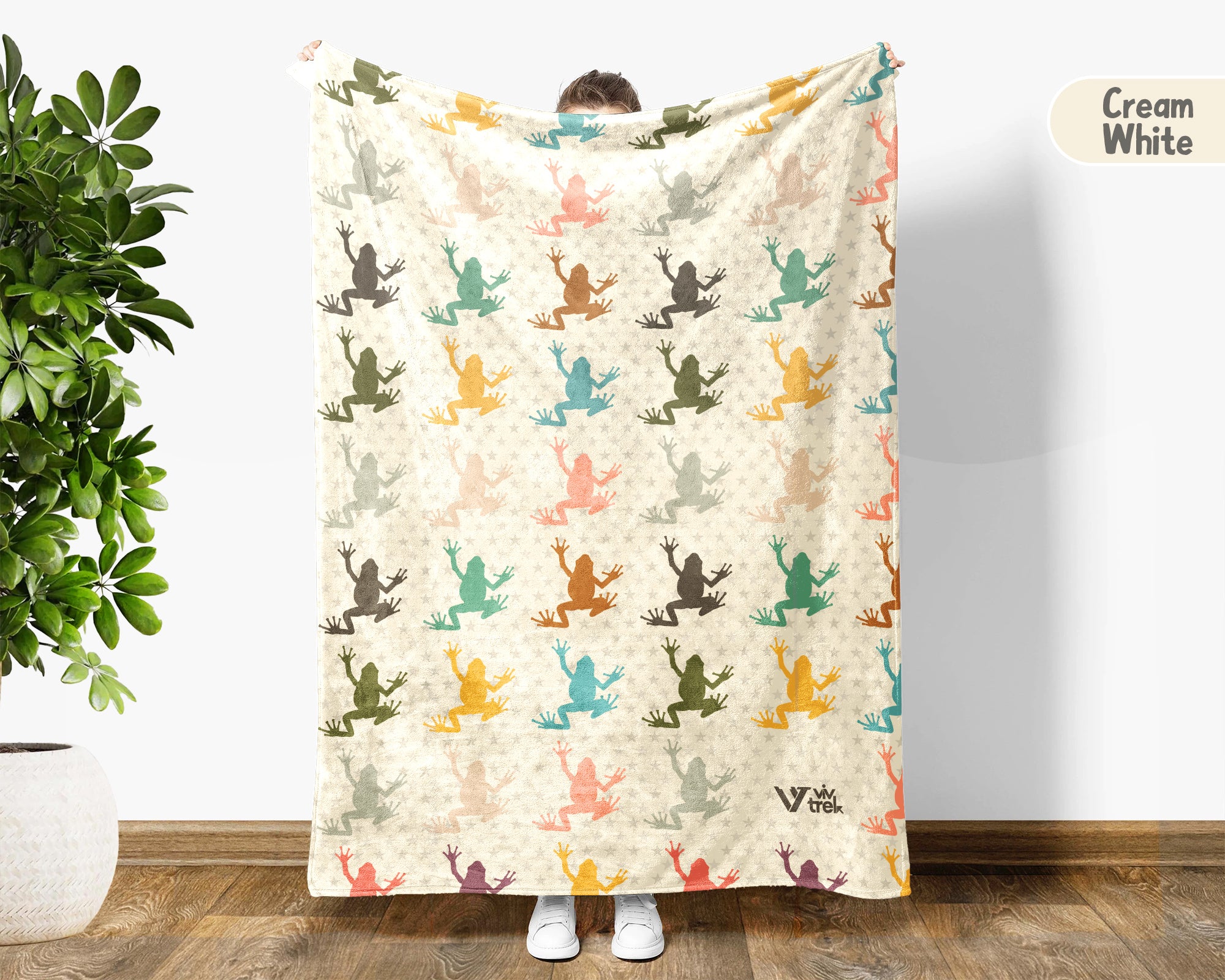 Retro Frog Blanket for Cottagecore Style, Cozy Woodland Throw Gift for Amphibian and Nature Decor Lovers