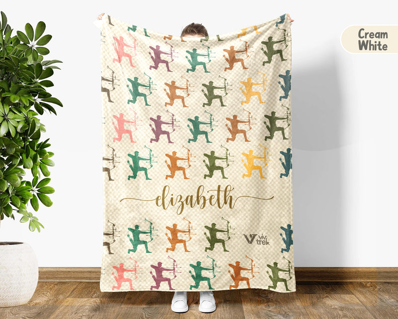 Custom Name Archery Blanket, Personalized Sports Throw, Cozy Archer Gift, Rustic Athletic Home Decor Blanket