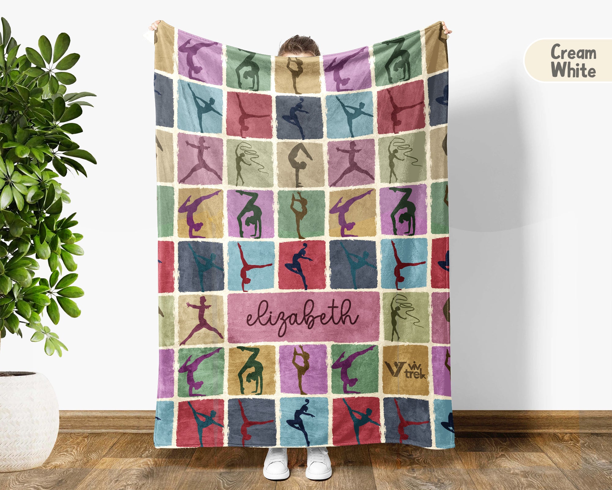Personalized Gymnastics Blanket Cozy Custom Name Throw Soft Sports Decor Unique Gymnast Gift for Fans and Athletes