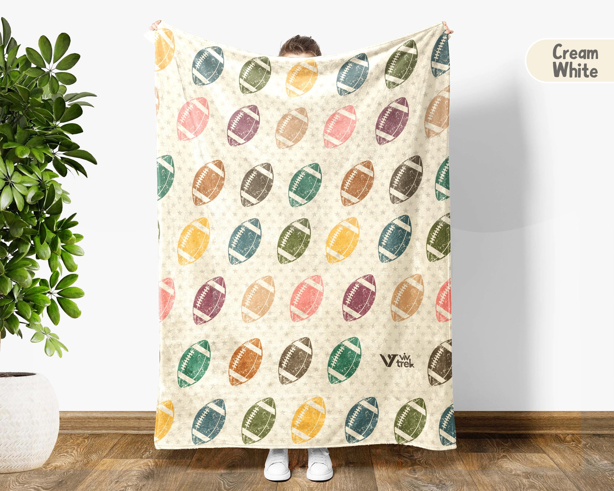 Retro Football Lover Blanket for Sports Fans, Cozy Athlete Throw for Game Day and Football Room Decor