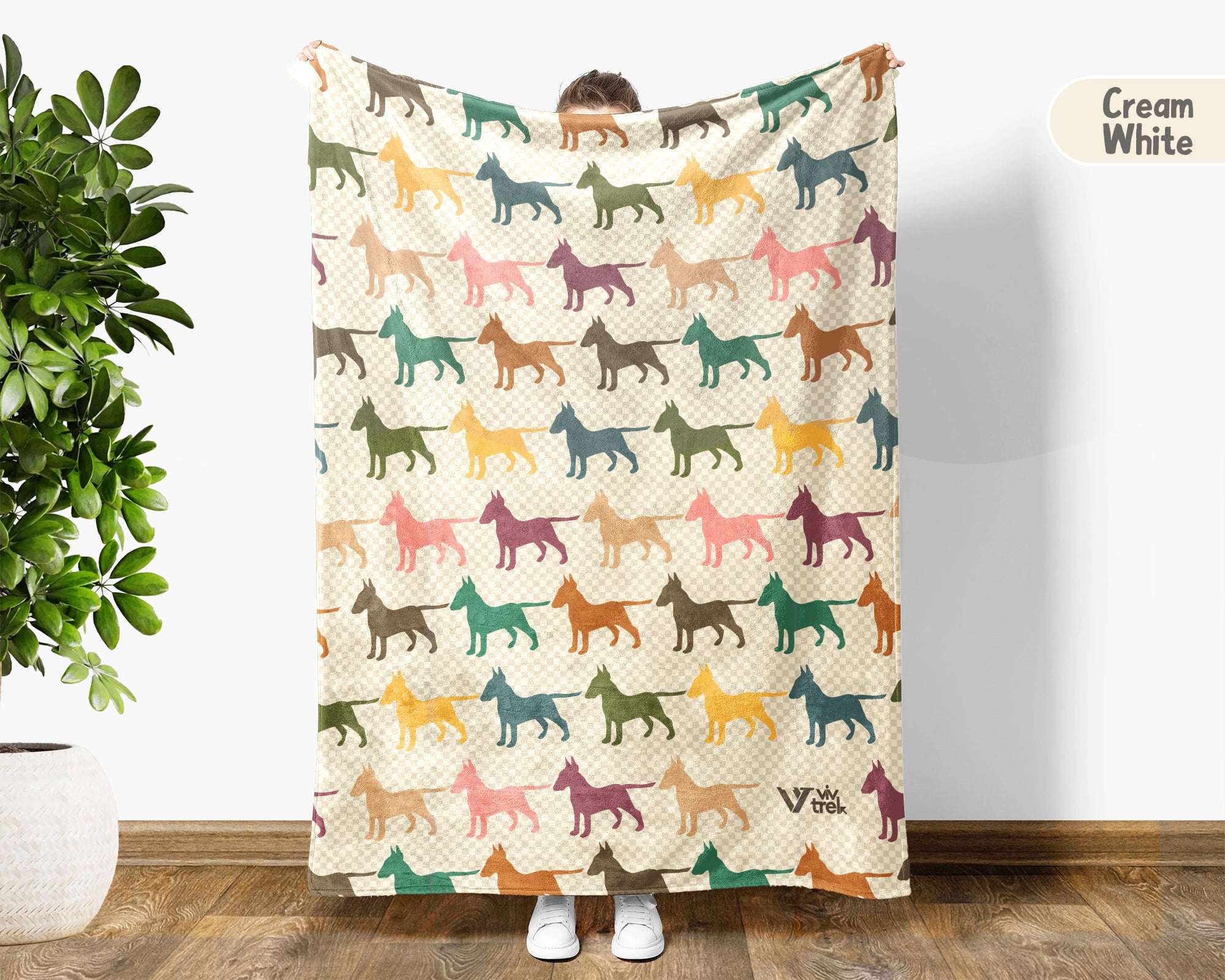 Retro Bull Terrier Blanket – Cozy Dog Lover Throw for Home