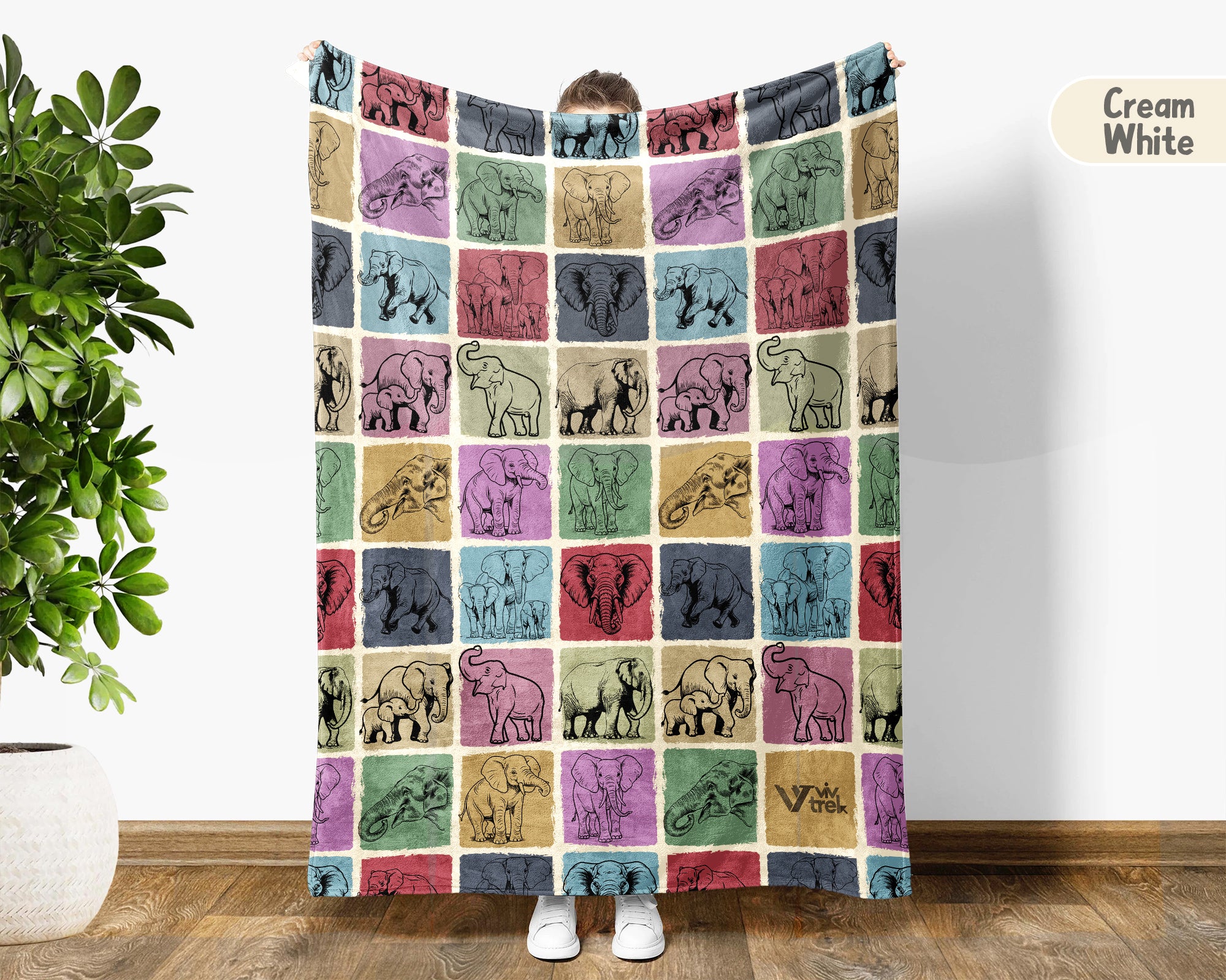 Vintage Elephant Blanket – Cozy Wildlife Lover Throw Gift