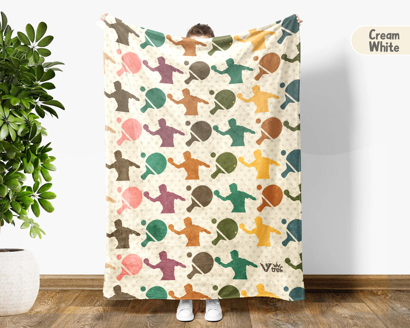 Retro Ping Pong Blanket Cozy Table Tennis Throw Soft Sports Decor Unique Player Gift for Game Lovers