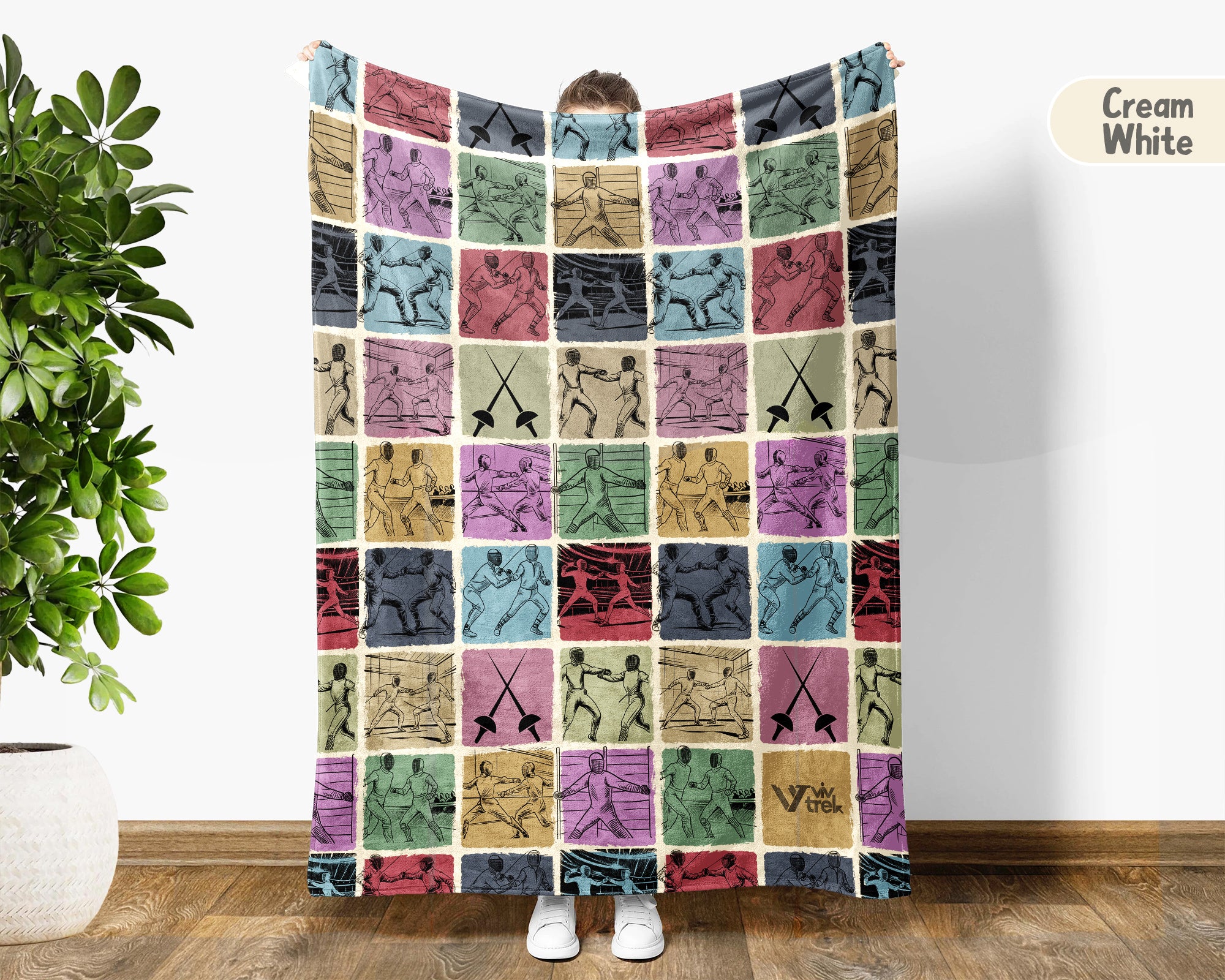 Vintage Fencing Lover Blanket – Cozy Sports Throw for Fencers