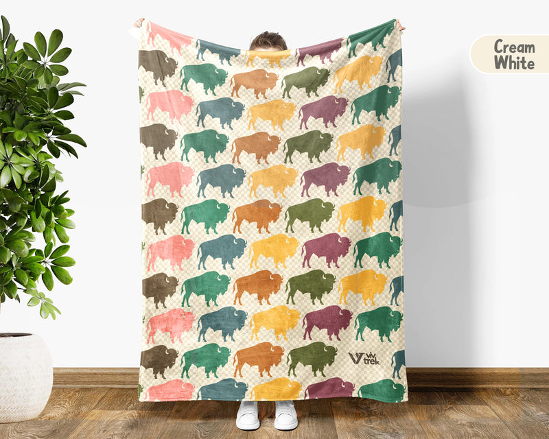 Retro Bison Blanket Cozy Buffalo Throw Vintage Style Wild Animal Blanket Rustic Wildlife Home Decor Unique Nature Lover Gift Idea