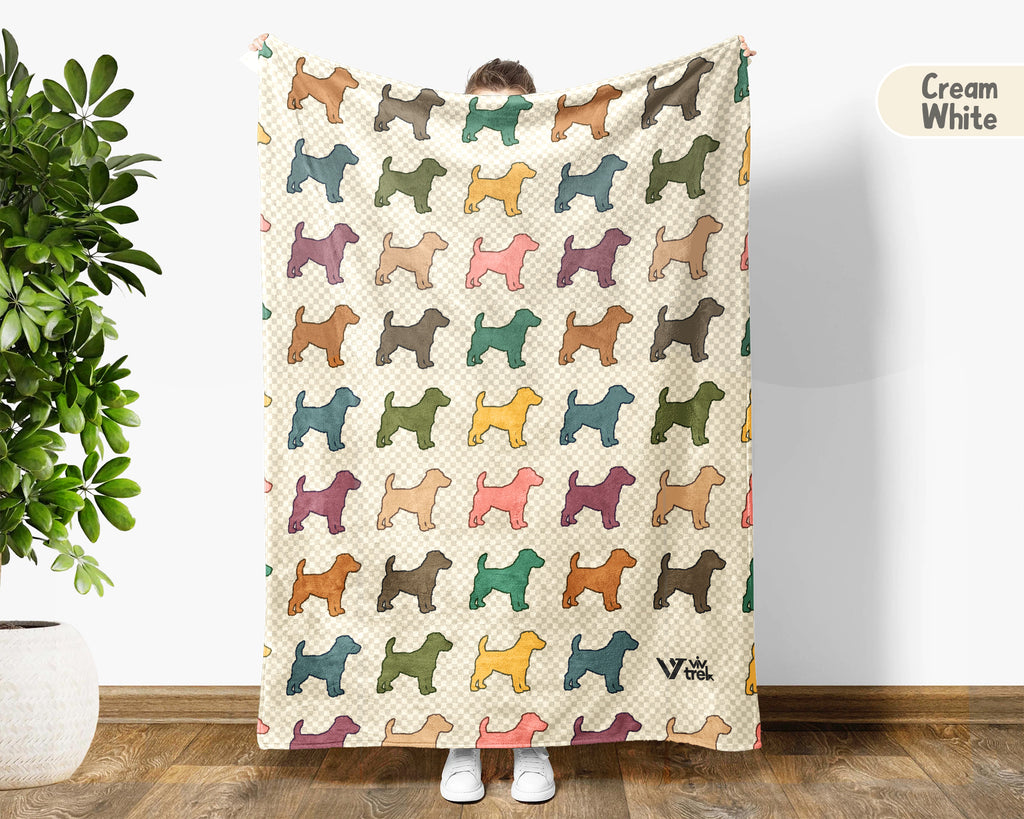 Retro Jack Russell Terrier Throw Blanket for Couch, Puppy Lover Gift, JRT Cozy Home Decor and Soft Canine Accent