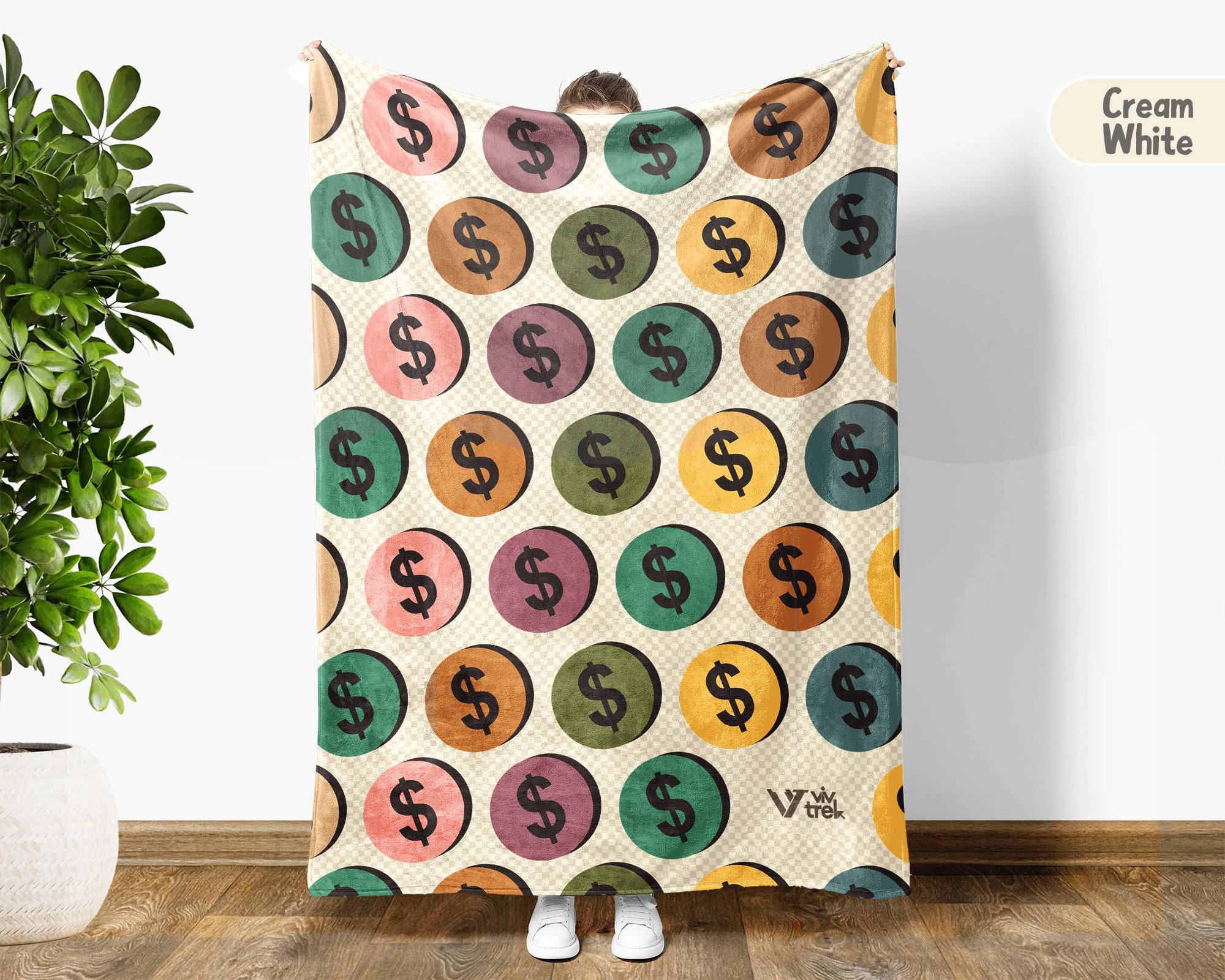 Retro Coin Collector Blanket, Vintage Numismatics Throw for Currency Hobby Fans and Cozy Collector Decor