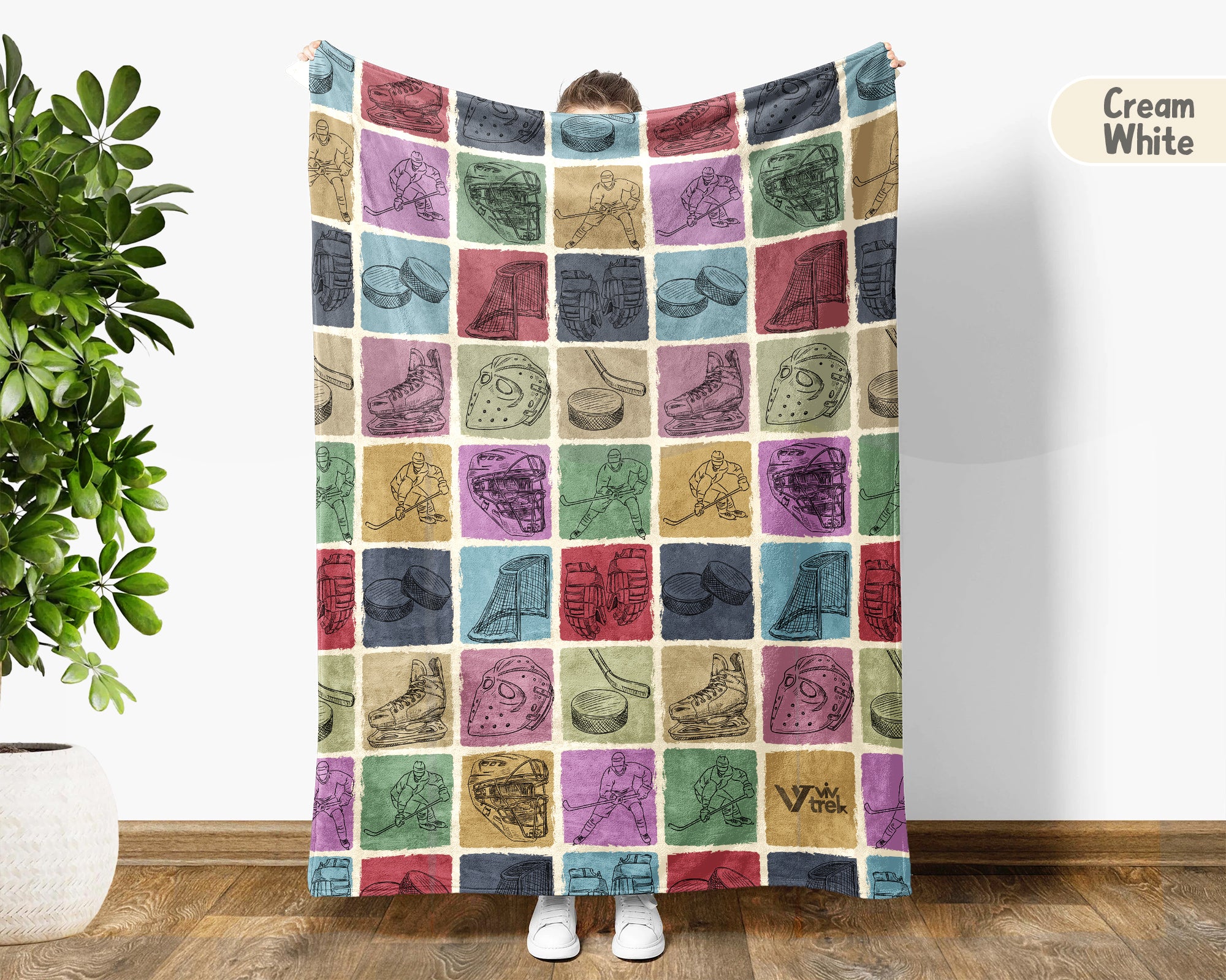 Retro Ice Hockey Puck Blanket – Cozy Throw for Ice Hockey Fans