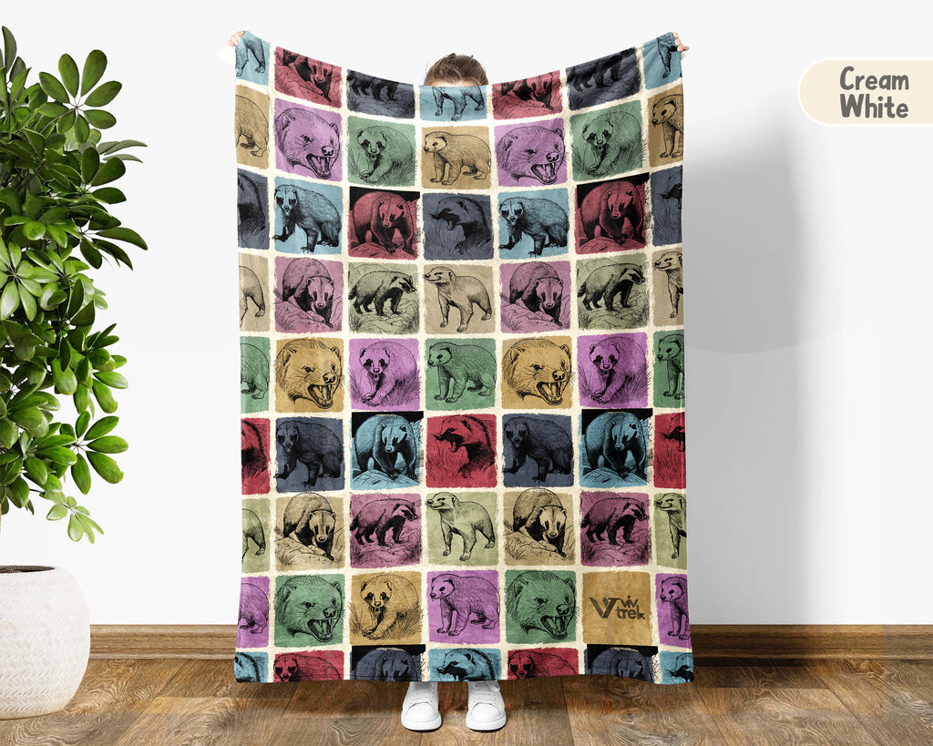 Vintage Honey Badger Throw Blanket – Cozy Wildlife Animal Gift