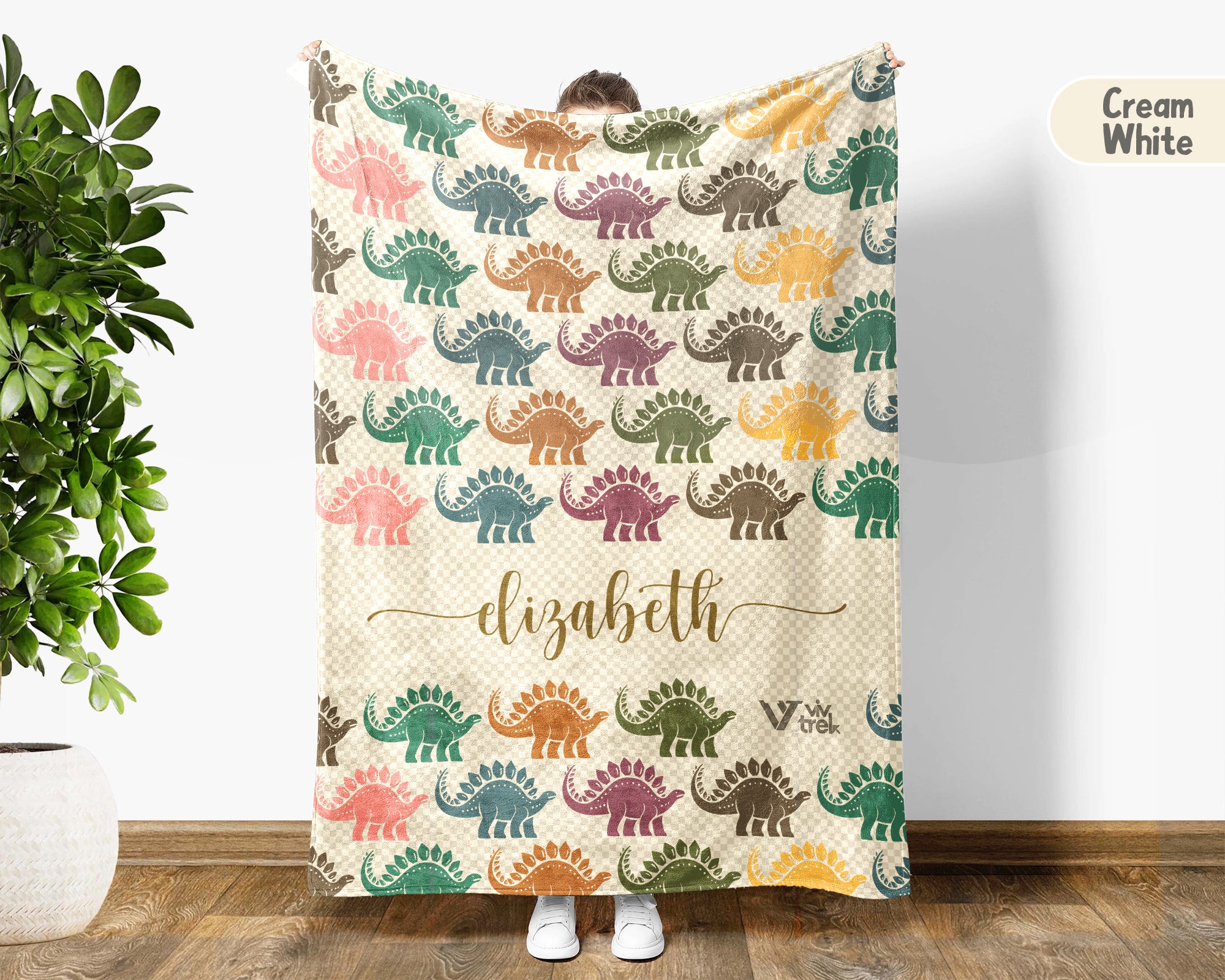 Personalized Stegosaurus Blanket Custom Name Dino Throw Retro Prehistoric Animal Decor Cozy Gift Unique Home Accent