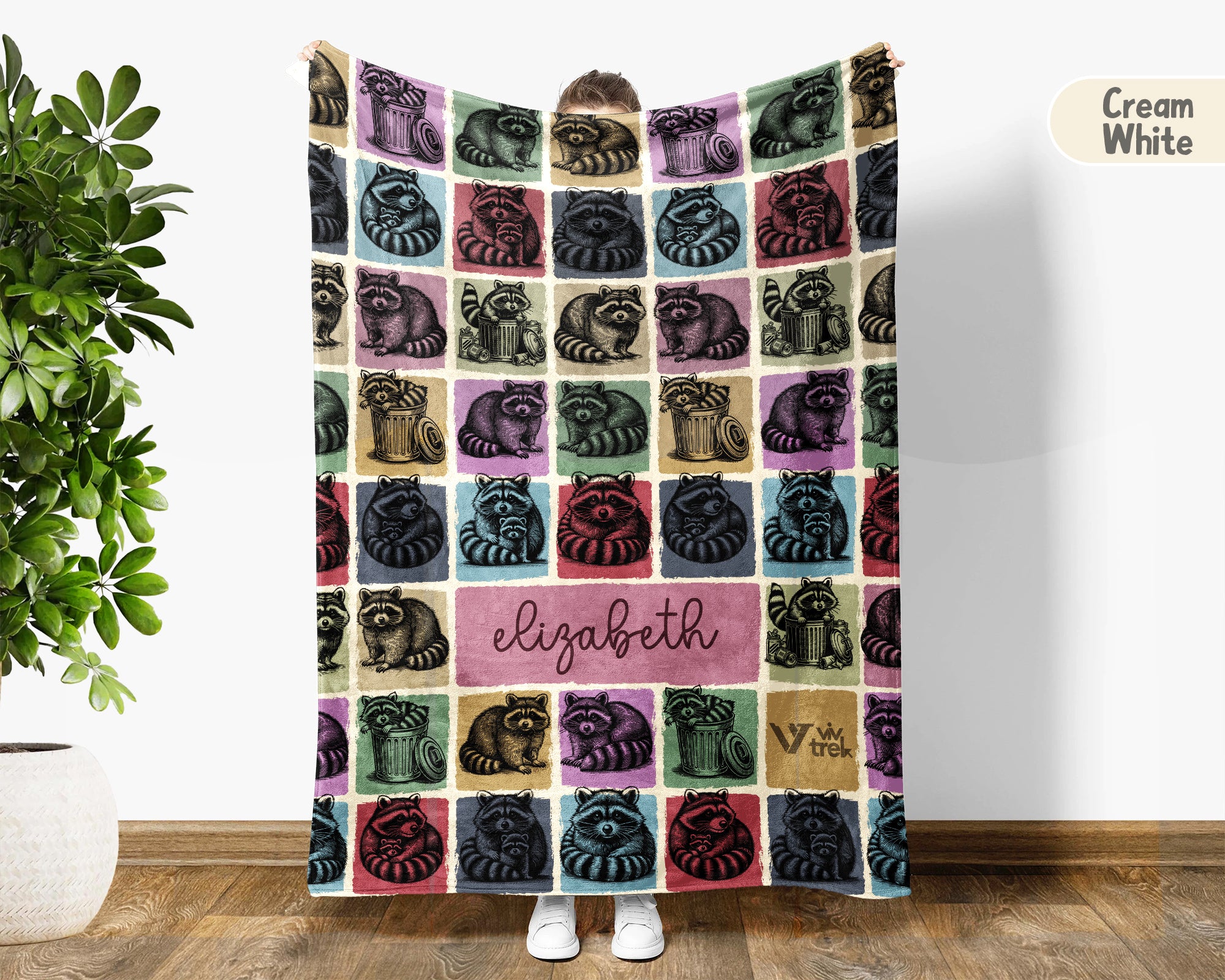 Personalized Raccoon Blanket Funny Animal Lover Throw Soft Wildlife Decor Unique Custom Name Gift for Home