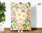 Custom Name Soccer Floral Blanket, Personalized Football Fan Throw, Cozy Sports Gift for Players and Soccer Lovers Room Decor