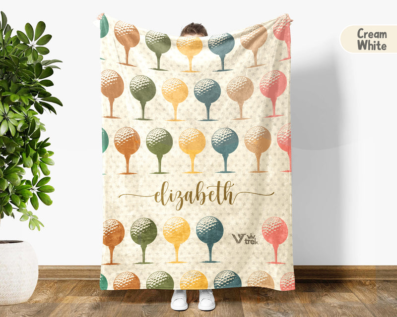 Custom Name Golf Lover Blanket Retro Player Throw Cozy Personalized Gift Soft Sports Decor for Golf Fans Home
