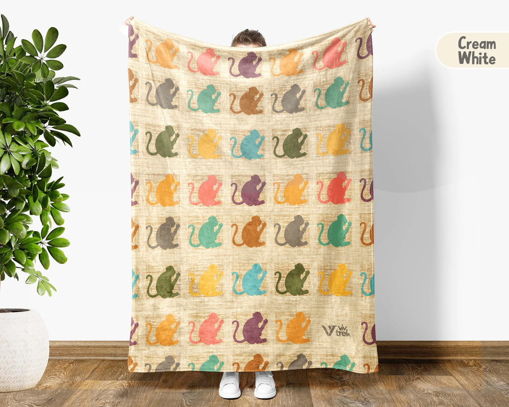 Retro Monkey Lover Blanket Cozy Jungle Wildlife Throw Gift