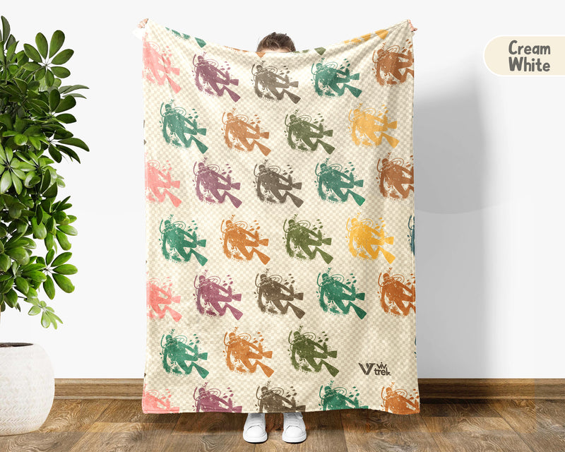 Retro Scuba Diving Lover Blanket, Vintage Ocean Adventure Throw for Coastal Home and Diver Decor