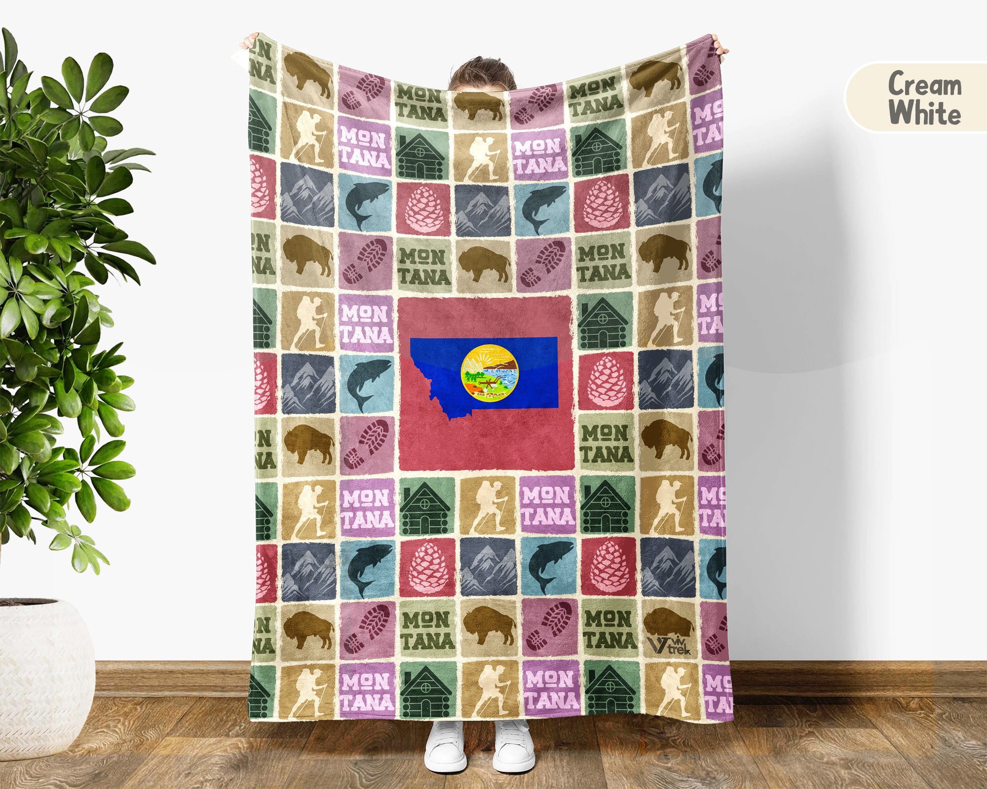 Retro Montana Blanket, Patriotic 4th of July Cozy Throw, Vintage MT Lover Fleece, Big Sky Inspired American Home Decor Gift