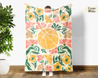 Floral Basketball Throw Blanket – Cozy Sports Fan Gift