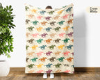 Retro Horse Racing Blanket Cozy Equestrian Throw Race Day Decor Soft Graphic Gift for Jockey Fans and Riders