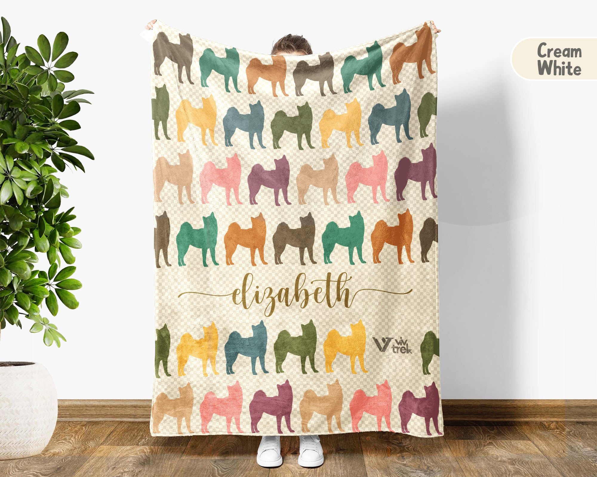Personalized Shiba Inu Dog Blanket Custom Name Retro Puppy Throw Cozy Dog Lover Gift Cute Pet Home Decor Blanket