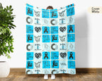 Diabetes Awareness Blanket for November, Cozy Blue Circle Ribbon Throw for Patients, Caregivers & Family, Battle Blankets Meaningful Support Gift