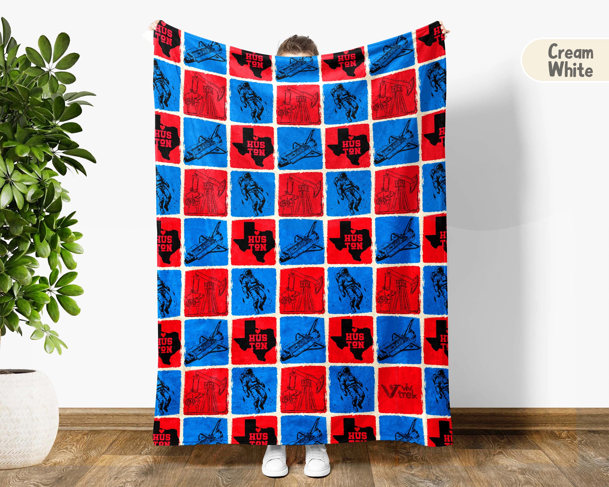 Retro Houston City Map Blanket Throw, Cozy Skyline Decor, Texas Pride Gift, Urban Sofa Throw Blanket for Home
