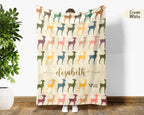 Retro Personalized Baby Deer Blanket Custom Name, Vintage Fawn Throw for Kids Teens Adults, Cozy Wildlife Nature Home Gift
