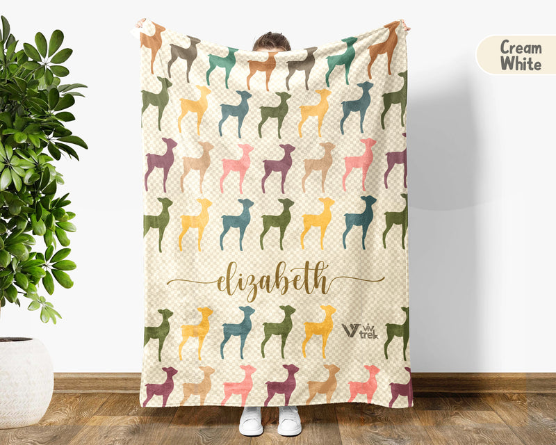Retro Personalized Baby Deer Blanket Custom Name, Vintage Fawn Throw for Kids Teens Adults, Cozy Wildlife Nature Home Gift