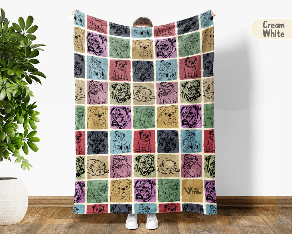 Vintage Bulldog Blanket – Easily Distracted Dog Lover Throw Gift